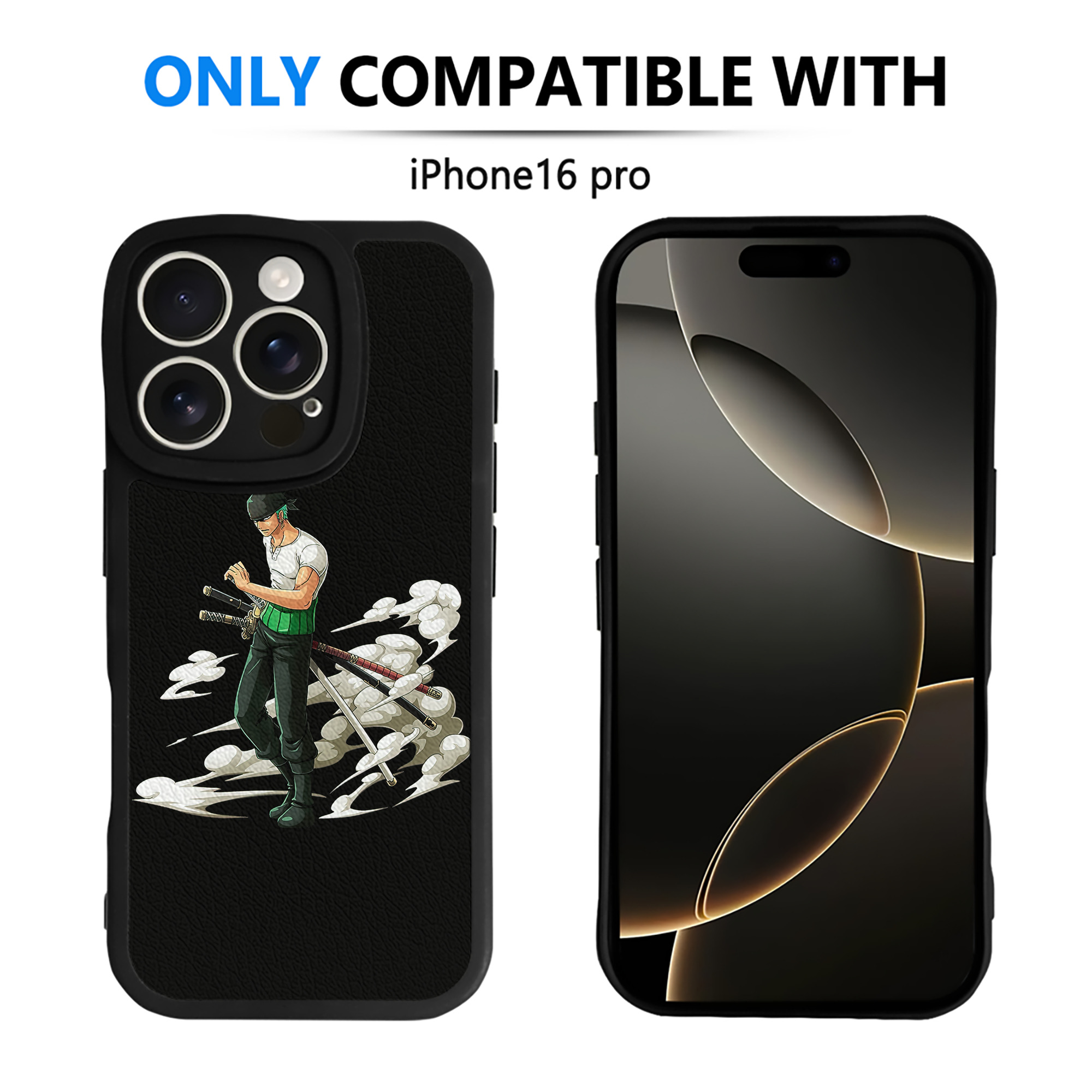 （画像用） ワンピース ロロノア・ゾロ ONE PIECE Roronoa Zoro 【iPhone 16シリーズ対応】シリコンスマホケース（レザー調） 材質：シリコン